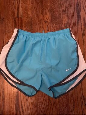 Nike Light Blue Dri-Fit Running Shorts with White and Dark Gray Trim